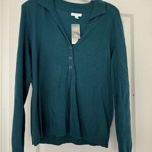 NWT XL Charter Club Long Sleeve Top- Teal/Peacock Color